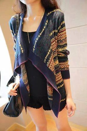 Áo khoác len nữ họa tiết thổ cẩm đẹp cho nàng nổi bật thu đông 2016 2017 - 5