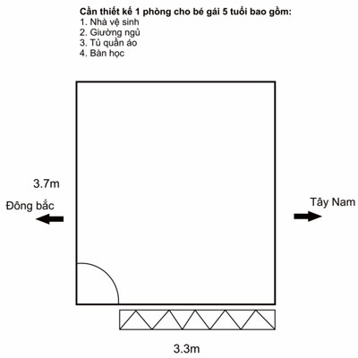 Bố trí phòng trẻ con 33 x 37 m - 1