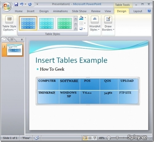 Cách tạo bảng trong powerpoint 2007 - 1