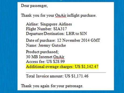 Hành khách sốc vì hóa đơn dùng wifi trên máy bay - 1
