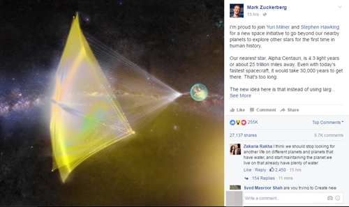 Mark zuckerberg đưa con người đến hành tinh khác khám phá các vì sao - 1