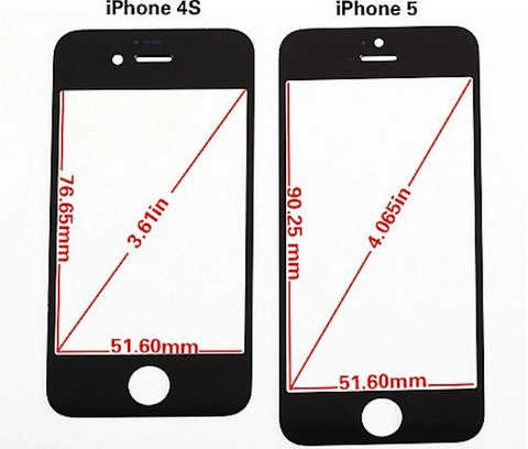 Mặt màn hình của iphone 5 mỏng hơn 4s - 1