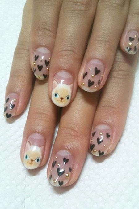 Mẫu móng tay nail hình mèo đẹp 2016 cho nàng yêu động vật - 1