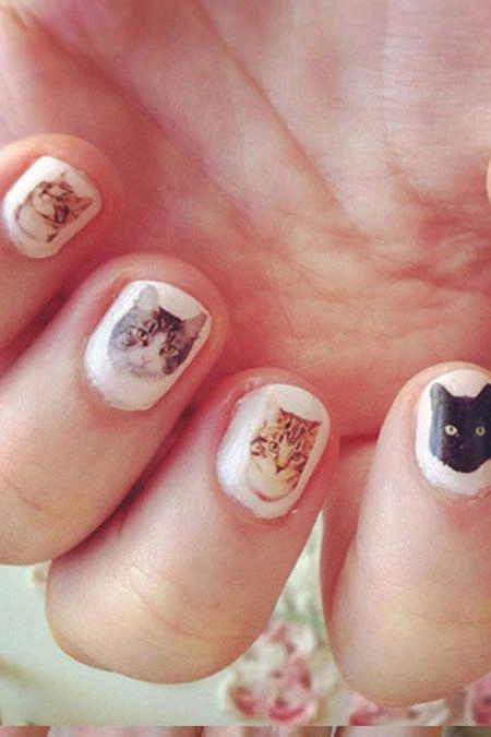 Mẫu móng tay nail hình mèo đẹp 2016 cho nàng yêu động vật - 4