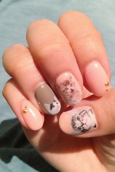 Mẫu móng tay nail hình mèo đẹp 2016 cho nàng yêu động vật - 5