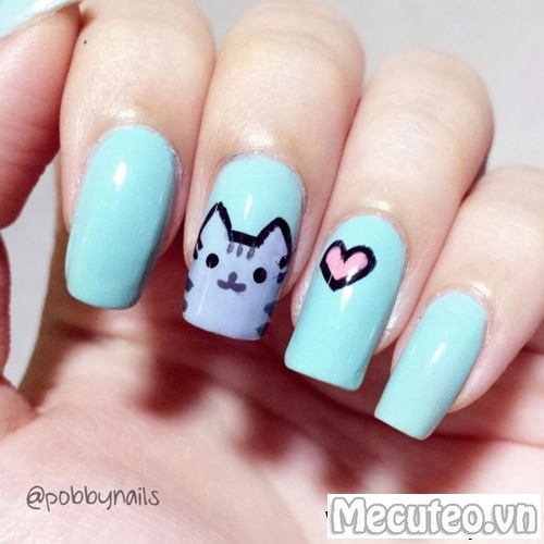 Mẫu nail móng tay hình con mèo đẹp 2016 cho nàng công sở - 6
