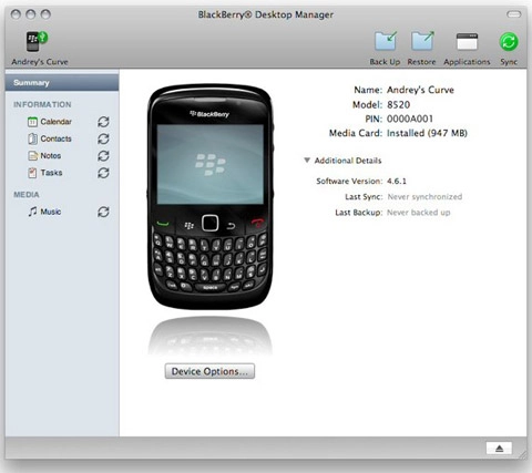 Rim ra mắt phần mềm đồng bộ blackberry với mac - 1