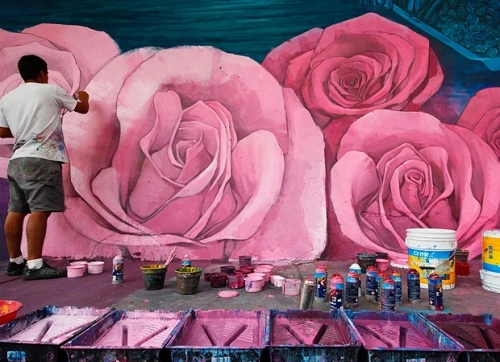 Thị trấn mexico được phủ sơn thành bức tranh cầu vồng - 1