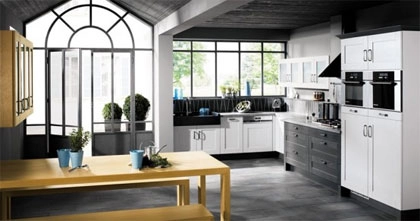 Tủ bếp trắng - đen phong cách hiện đại - 1