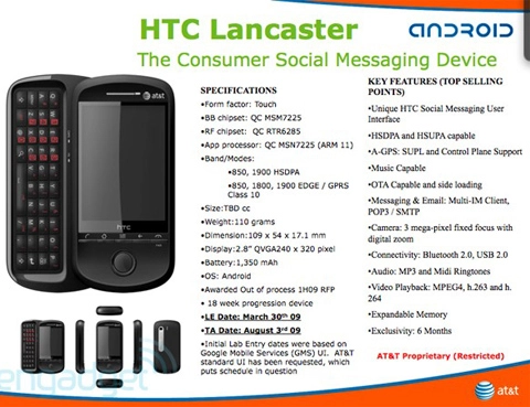 Di động android tiếp theo là htc lancaster - 1