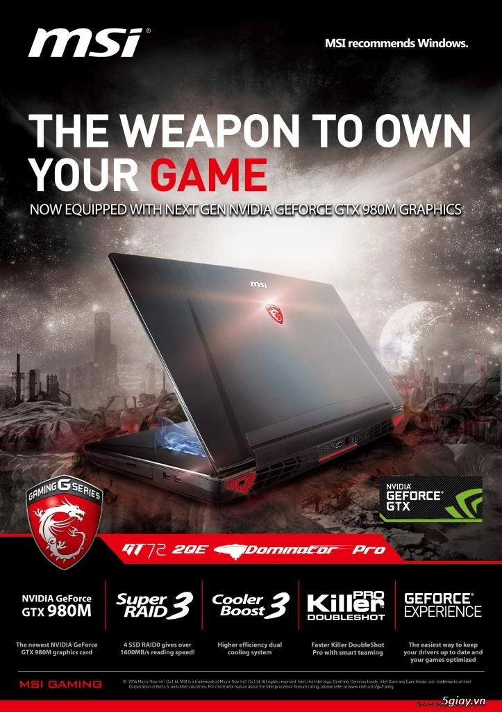 Laptop chơi game msi đầu tiên được trang bị nvidia geforce gtx 900m - 1