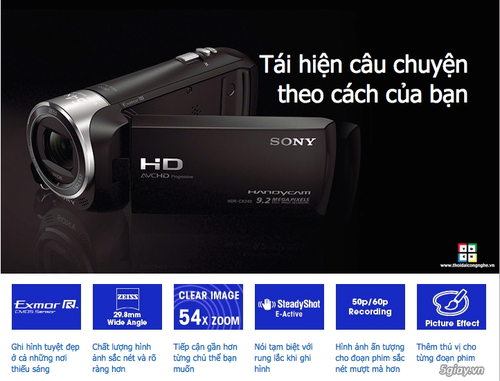 Máy quay phim sony handycam hdr-cx240e - sức mạnh lớn trong thân hình nhỏ - 1