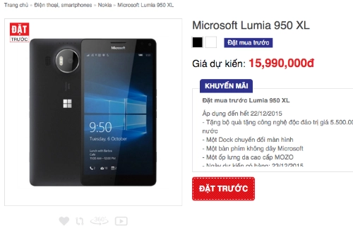 Microsoft lumia 950xl ở việt nam có giá 16 triệu đồng - 1