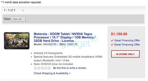 Motorola xoom bất ngờ bị hét giá tới 1199 usd - 1