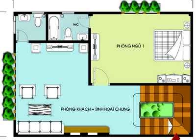 Nhà 4 tầng 70 m2 với ba phòng ngủ - 2