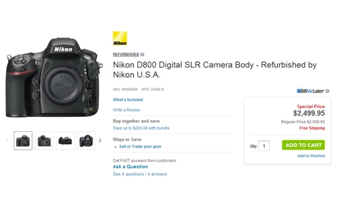 Nikon d800 refurbished rẻ hơn hàng mới tới 500 usd - 1