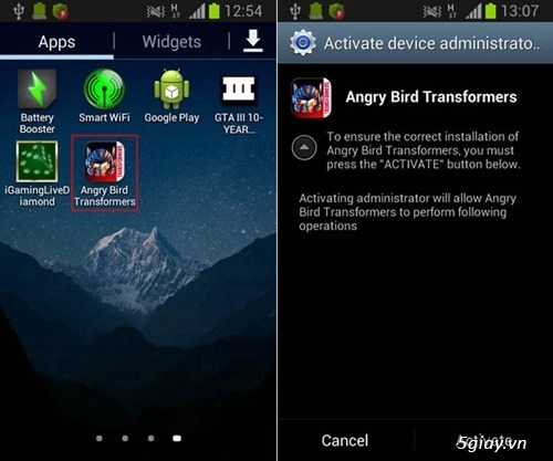 Trojan angry birds transformers xóa sạch thẻ nhớ thiết bị android - 1