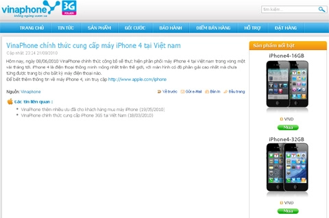 Vinaphone gỡ giá iphone 4 khỏi trang web - 1