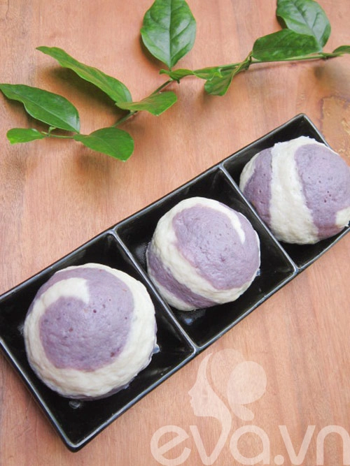 Bánh bao khoai lang tím nhân đậu xanh - 12