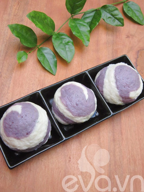 Bánh bao khoai lang tím nhân đậu xanh - 13