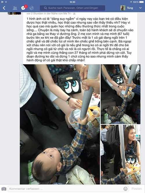 Bức xúc vì hot girl không nhường ghế xe bus cho bé 2 tuổi - 1