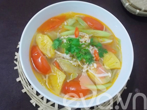 Canh nấm nấu chua thanh mát - 9