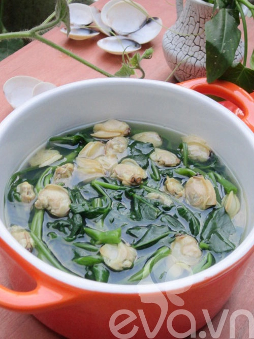 Canh ngao rau muống nấu chua - 9