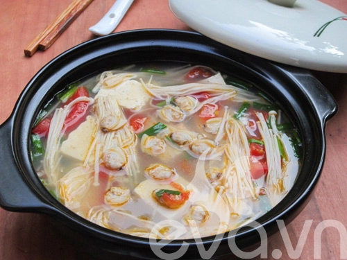 Lạ với canh ngao đậu phụ nấu nấm - 9