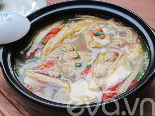 Lạ với canh ngao đậu phụ nấu nấm - 11