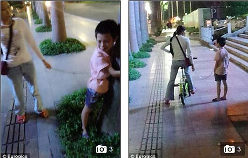 Mẹ đơn thân xích con vào xe đạp để kéo về nhà - 2