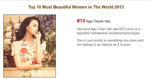 Ngô thanh vân lọt top 10 phụ nữ đẹp nhất thế giới - 1