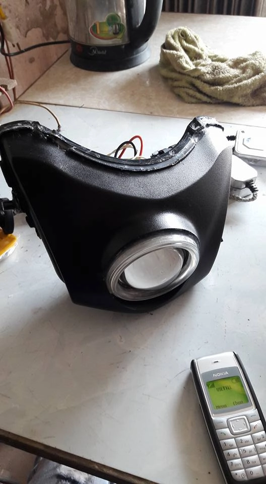 Độ đèn led gương cầu xenon cho con wave tàn - 2