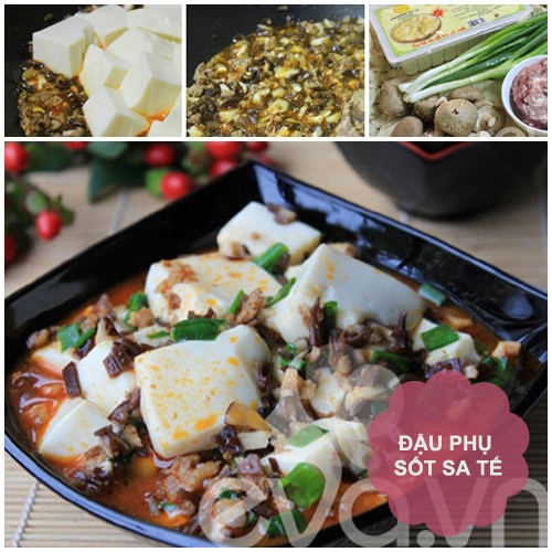 Thực đơn đậu phụ sốt sa tế canh rau dền - 1