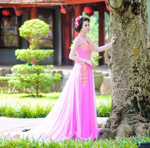 Áo dài hồng cho cô dâu ngọt ngào ngày vu quy - 1