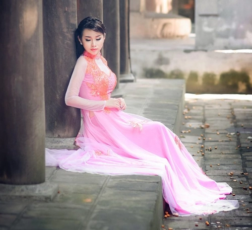 Áo dài hồng cho cô dâu ngọt ngào ngày vu quy - 6