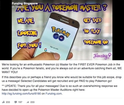Kì lạ công ty sẵn sàng trả lương hậu hĩnh cho nhân viên săn pokemon - 1