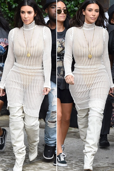  kim kardashian mặc đồ khoe nội y do chồng thiết kế - 2