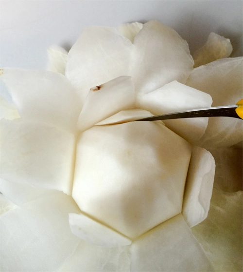 Tỉa hoa hồng từ củ cải trắng siêu đẹp - 6