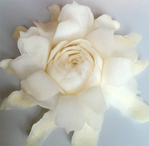 Tỉa hoa hồng từ củ cải trắng siêu đẹp - 12