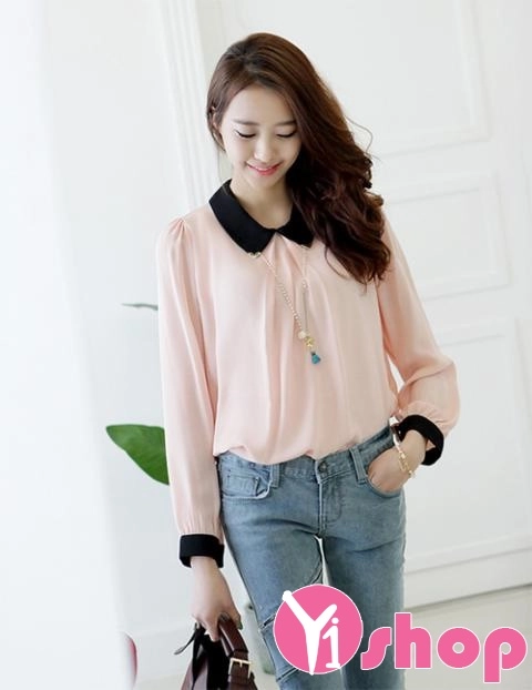 Áo sơ mi nữ cổ đức chiffon công sở đẹp hè 2017 cô nàng che bụng bự - 2