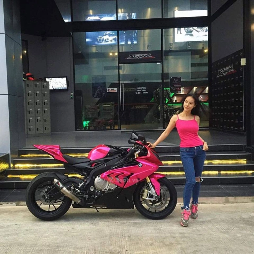 Bmw s1000rr 2015 màu hồng chrome đầy nổi bật của nữ biker thái - 12