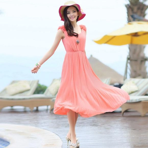 Váy maxi vải voan đẹp cho cô nàng điệu đà dạo biển đón nắng hè 2017 - 2