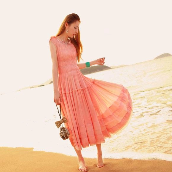 Váy maxi vải voan đẹp cho cô nàng điệu đà dạo biển đón nắng hè 2017 - 3