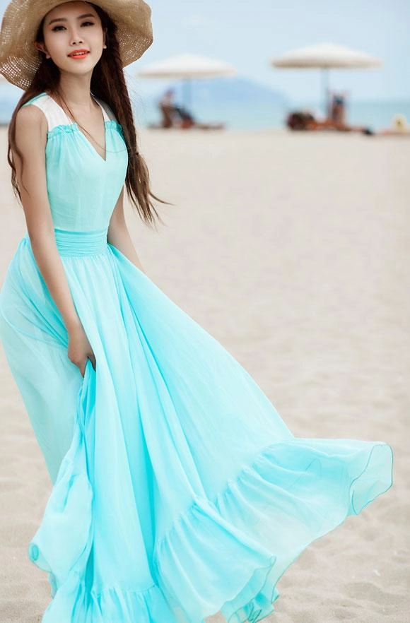 Váy maxi vải voan đẹp cho cô nàng điệu đà dạo biển đón nắng hè 2017 - 9