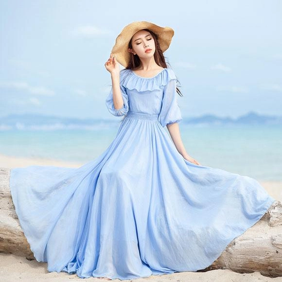 Váy maxi vải voan đẹp cho cô nàng điệu đà dạo biển đón nắng hè 2017 - 13