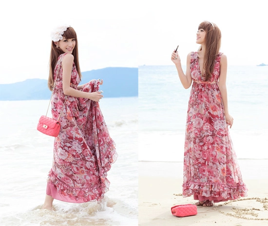 Váy maxi vải voan đẹp cho cô nàng điệu đà dạo biển đón nắng hè 2017 - 17