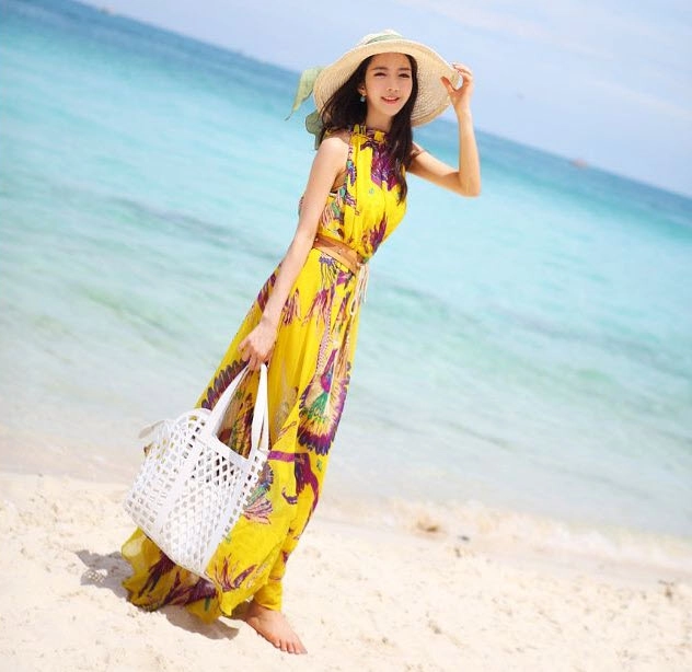 Váy maxi vải voan đẹp cho cô nàng điệu đà dạo biển đón nắng hè 2017 - 18