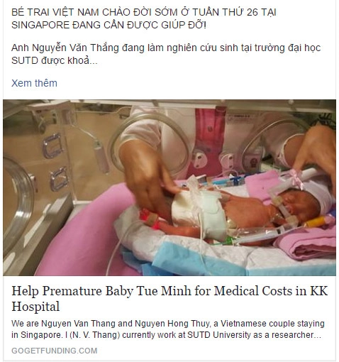Bố việt lên mạng cầu cứu 4 tỷ cứu con sinh non bất ngờ tại singapore - 1