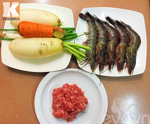 Củ cải cuộn tôm thịt hấp siêu ngon - 1