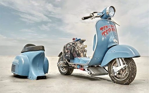 Loạt ảnh chiếc vespa 360cc xài nhông sên dĩa độ thêm két nước - 4